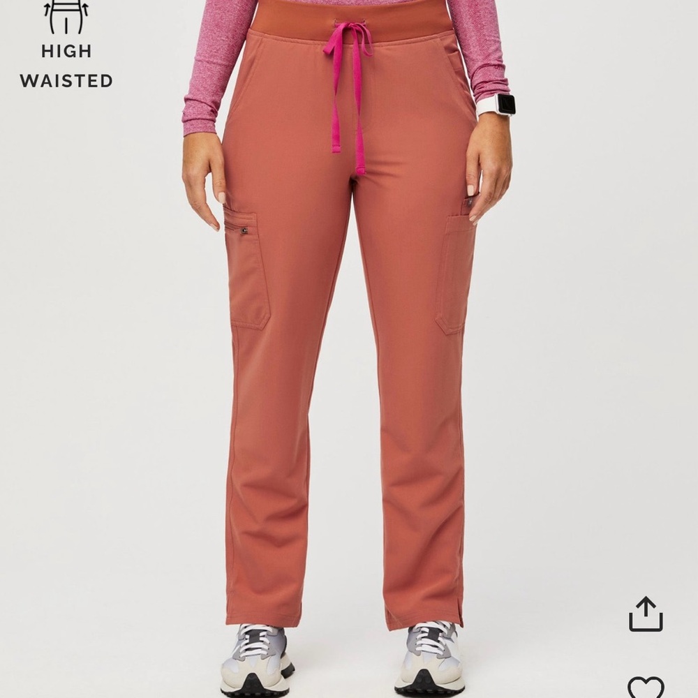 Figs small one pocket top and small tall pants terracotta used once